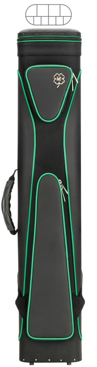 Black cue case with green edging